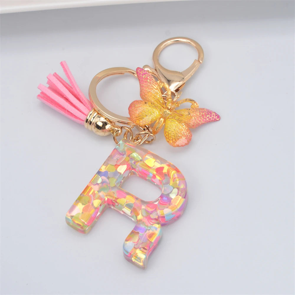 Fashion DIY A-Z Letters keychain Metal Holder Pendent Key Chain Women Car Key Ring Simple Letter Name Key Party Gift Jewelry - Fui Fuiu Jewelry