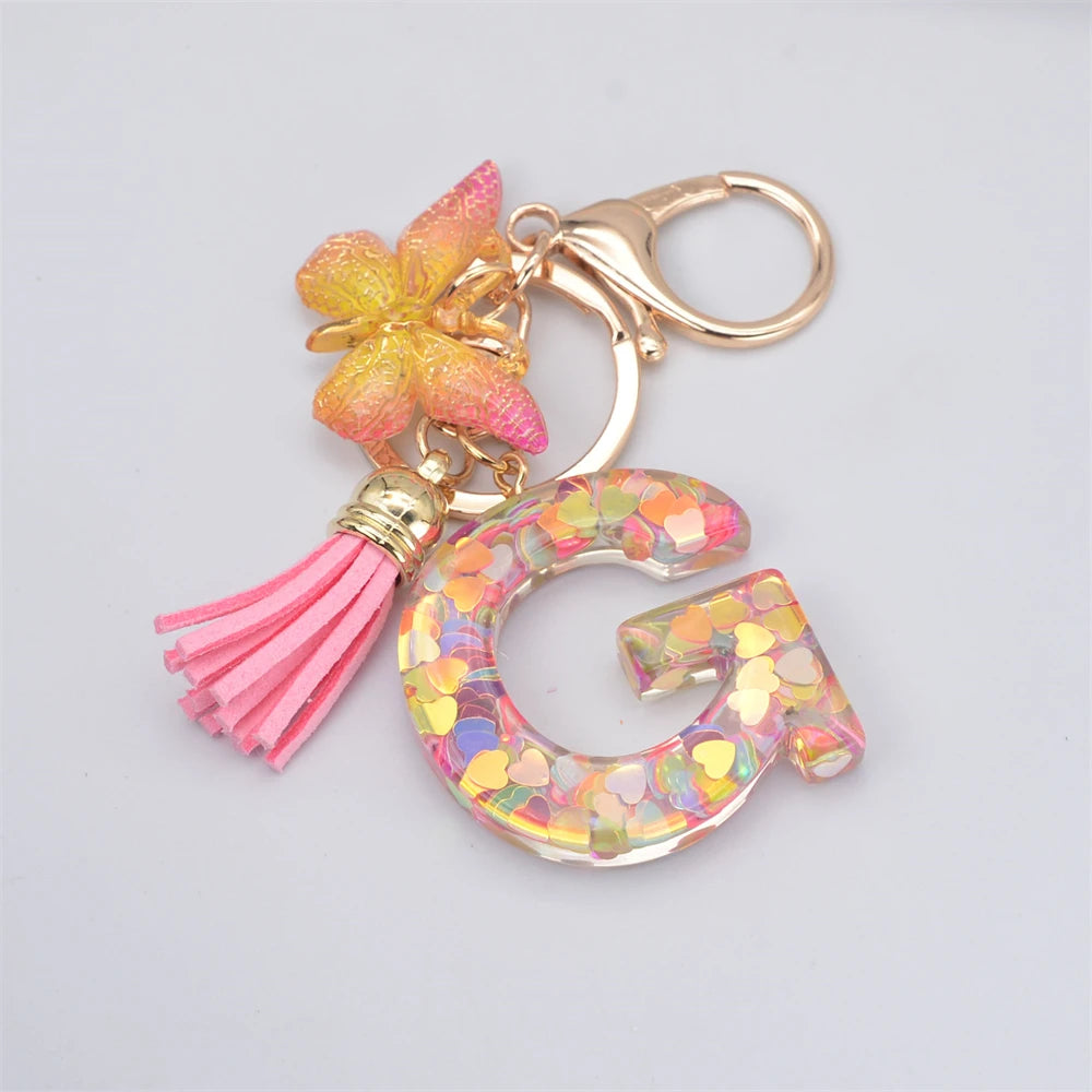 Fashion DIY A-Z Letters keychain Metal Holder Pendent Key Chain Women Car Key Ring Simple Letter Name Key Party Gift Jewelry - Fui Fuiu Jewelry