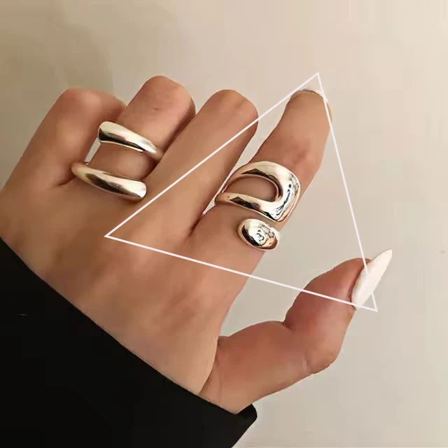 Sam Panda 925 Sterling Silver Rings For Women Men Fine Jewelry Finger Adjustable Open Vintage Chain Ring For Party Birthday Gift