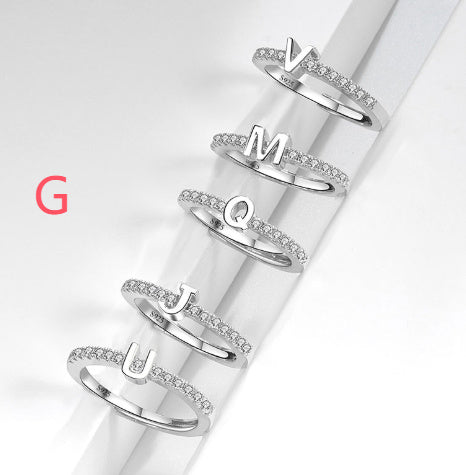 S925 Sterling Silver New Style Micro-inlaid Letters Ring