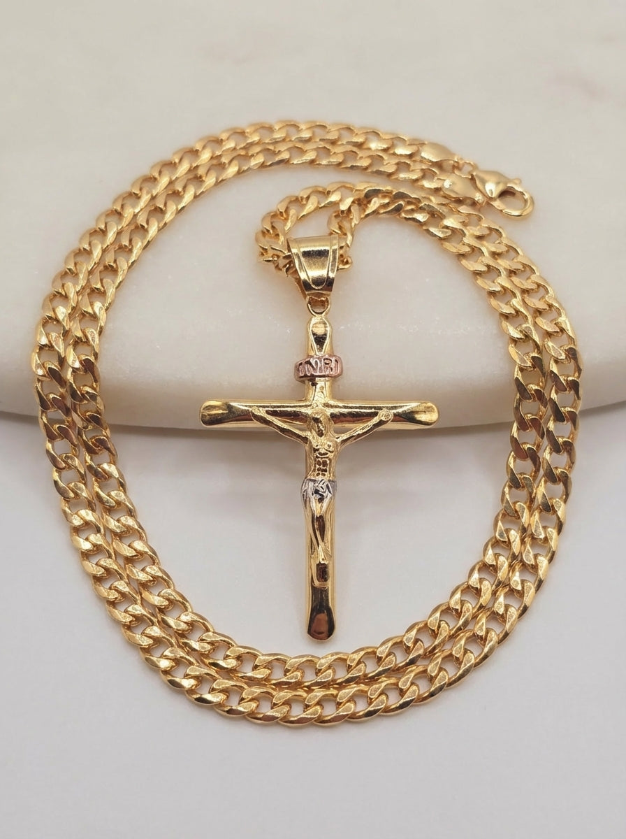 Crucifijo religiuos  necklaces 14K   Jesucristo Gold Filled 14K Oro Brasilero cadenas religiosas