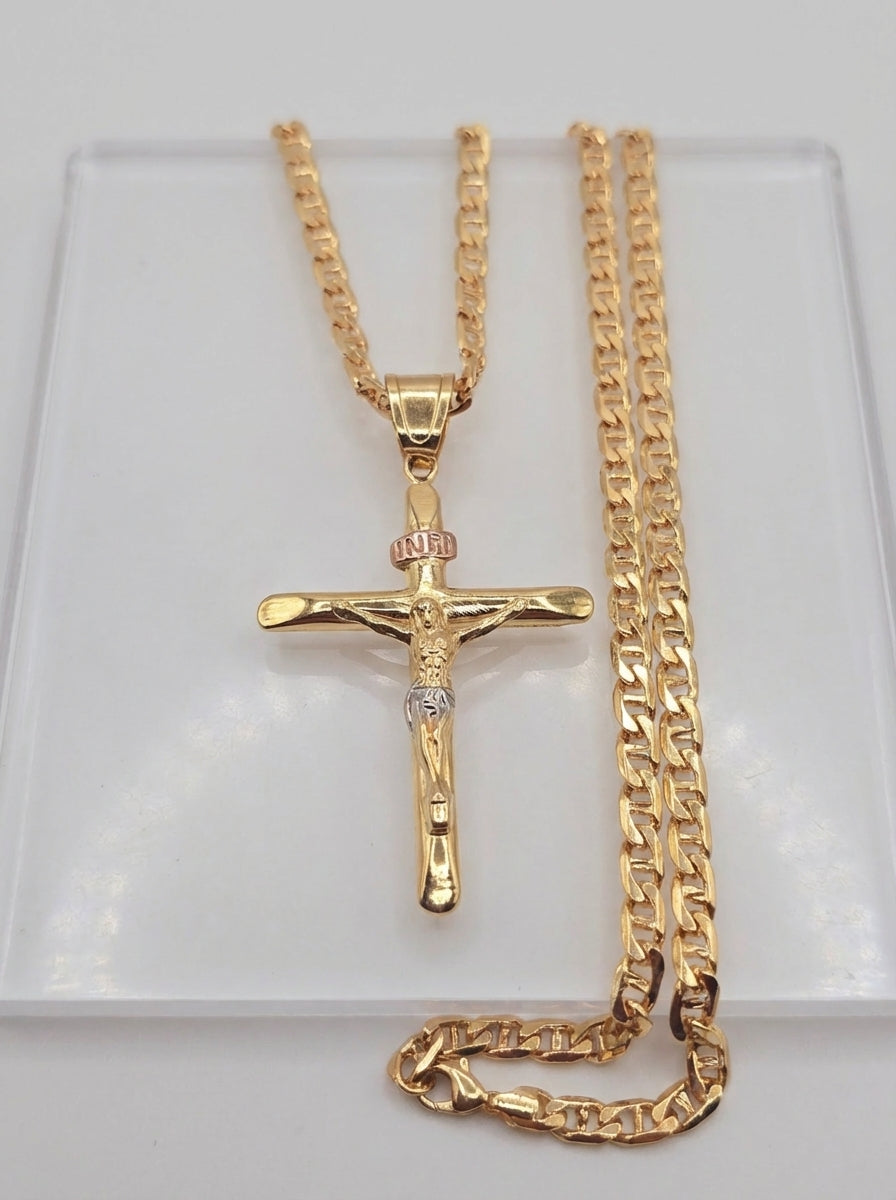 Crucifijo religiuos  necklaces 14K   Jesucristo Gold Filled 14K Oro Brasilero cadenas religiosas
