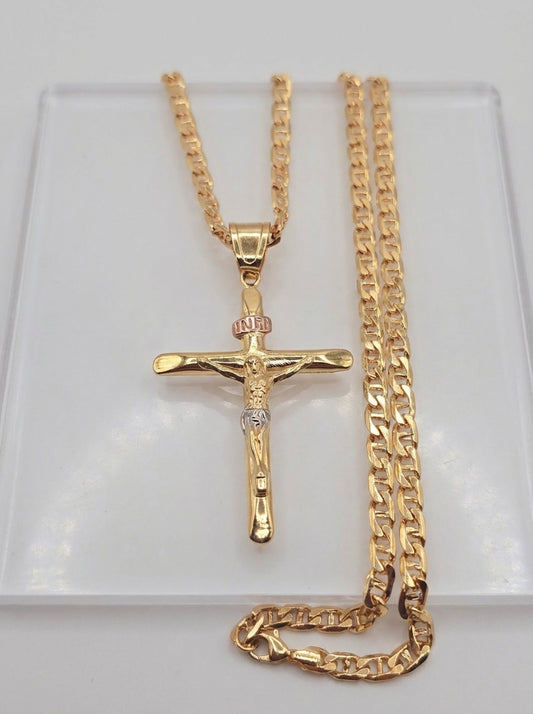 Crucifijo religiuos  necklaces 14K   Jesucristo Gold Filled 14K Oro Brasilero cadenas religiosas