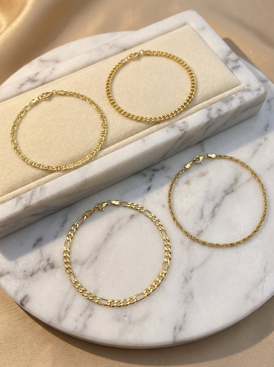 Ankles tobilleras esclavas 14K Gold filled Brasilian Gold chain