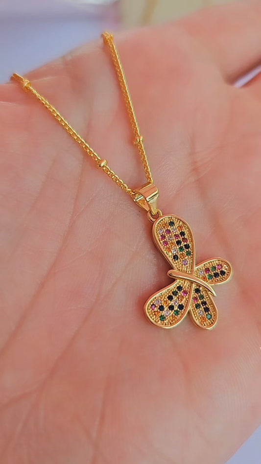 Cute butterfly full color necklace