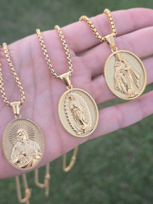 Virgen Mary Necklaces stainless steel  crucifijo acero