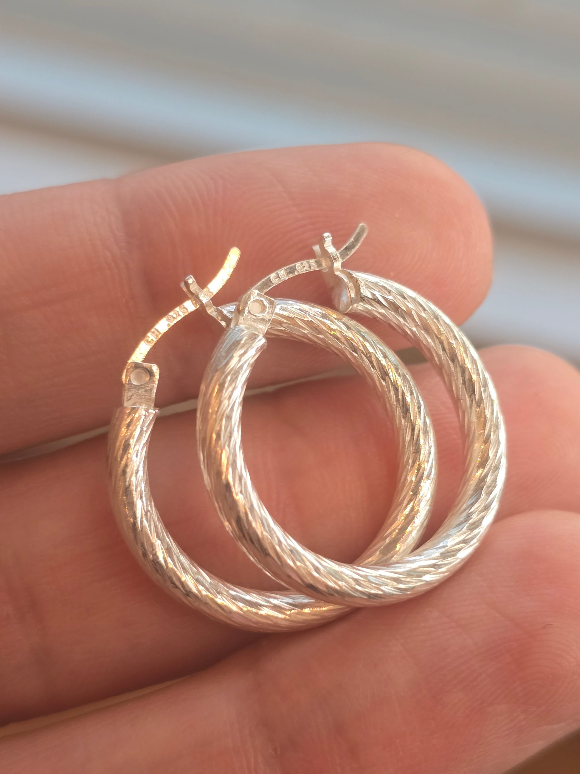 Sterling silver 925 hoops torned argollas aretes candongas de plata 925 modelo torneado - Fui Fuiu Jewelry