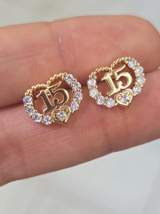 15's earring aretes quinceañera 15