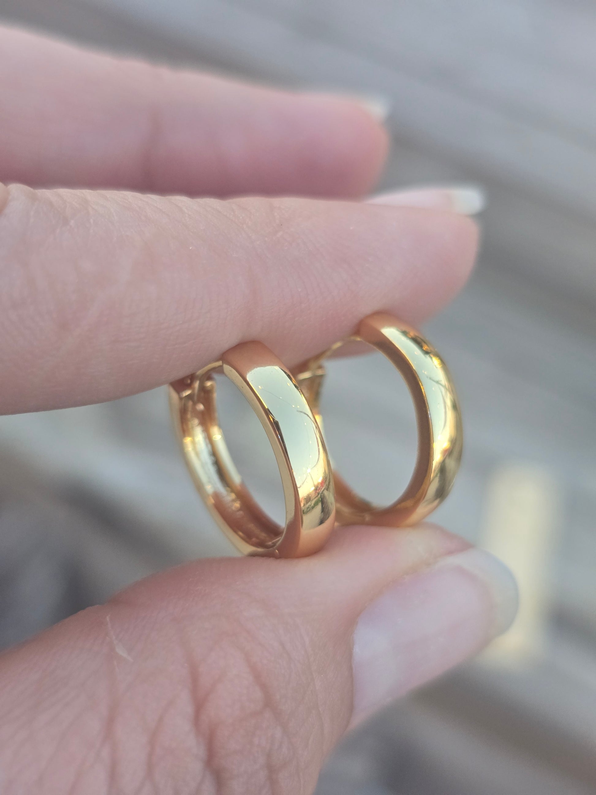 Earring 14K Gold Brasilian hoops ring aros plain zarcillos aretes en gold filled lisos sencillos - Fui Fuiu Jewelry