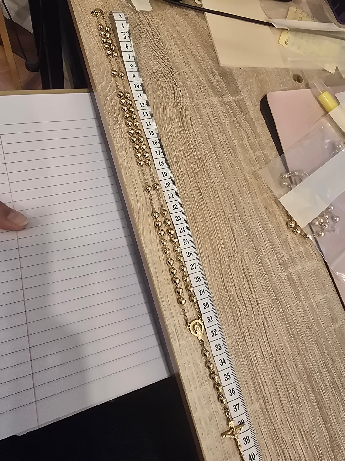 Rosario Cadena laminado de 18K garantizado Virgen Maria necklace Oro Brasilero Rosary