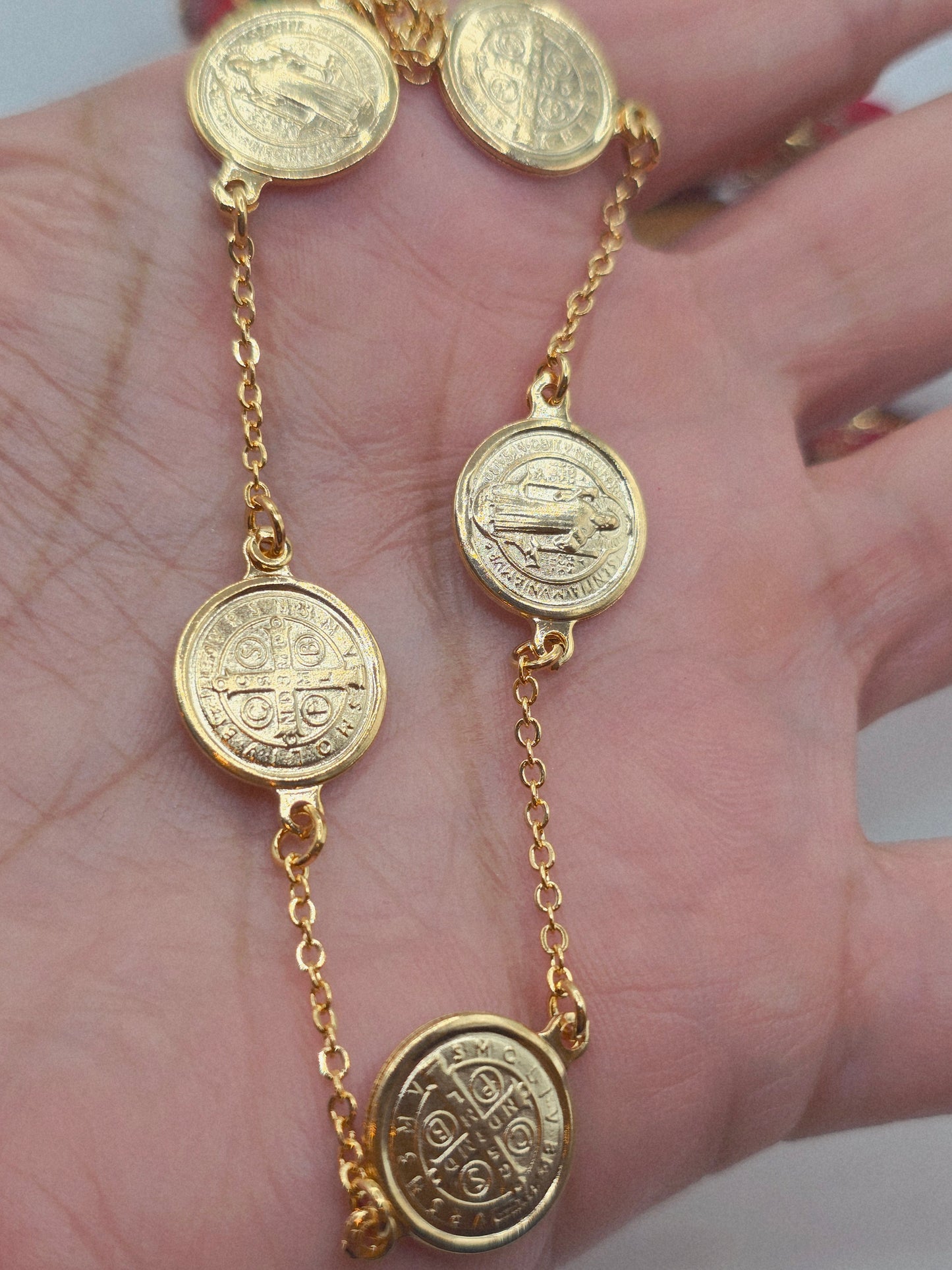 St Benedict bracelet Brasilian Gold San Benito pulsera Oro Brasilero 14K