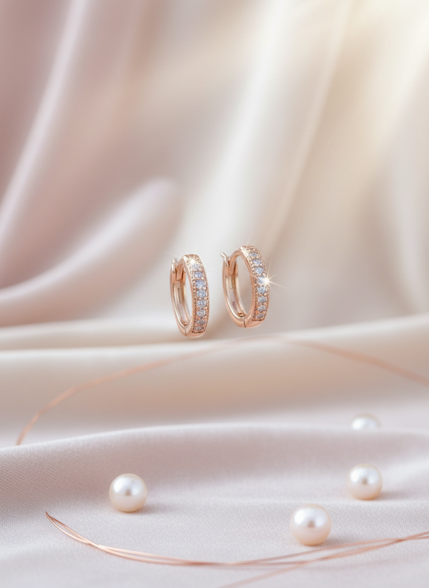 Earring 14K Gold Brasilian hoops and brilliants ring aros zarcillos aretes en gold filled