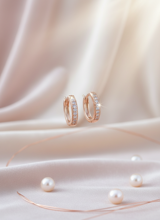 Earring 14K Gold Brasilian hoops and brilliants ring aros zarcillos aretes en gold filled