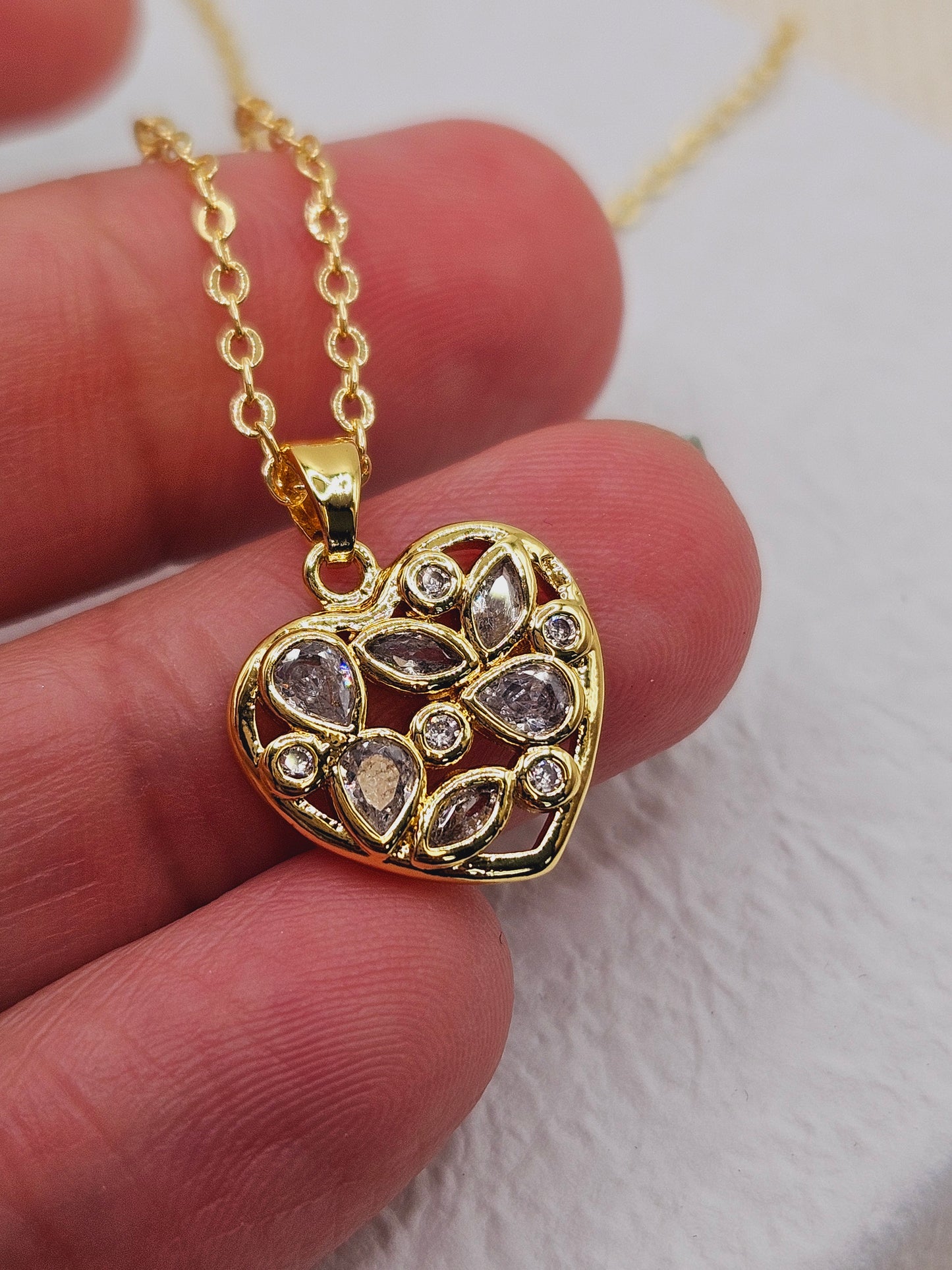 Hearts with zirconia necklace