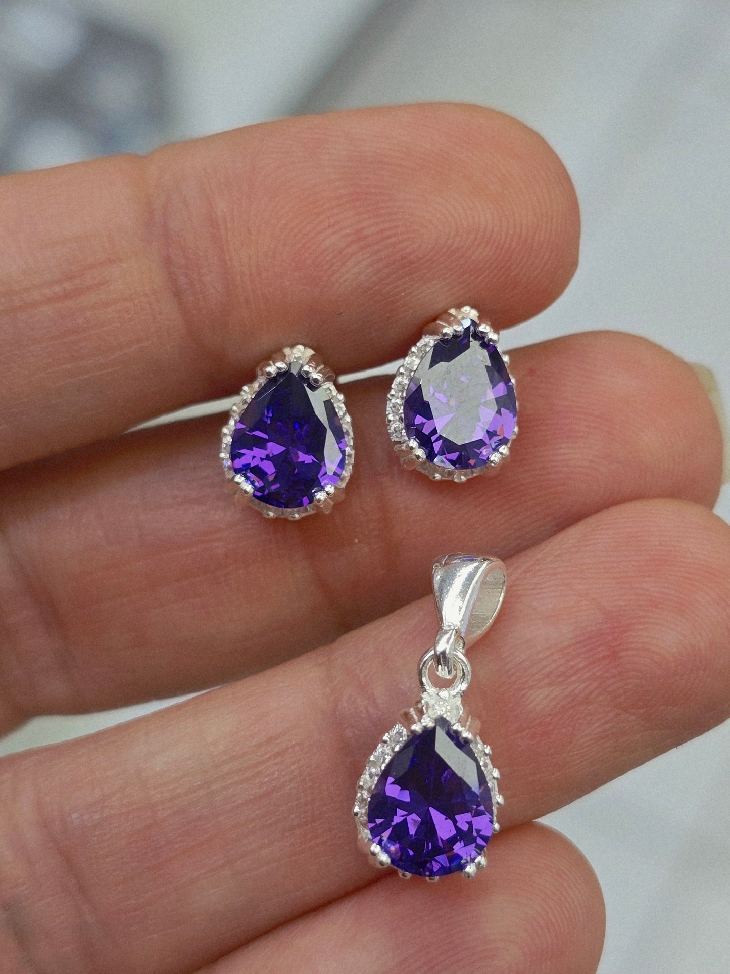 Gemstone  sterling silver 925 plata set aretes studs y cadena con piedra  necklaces and earrings