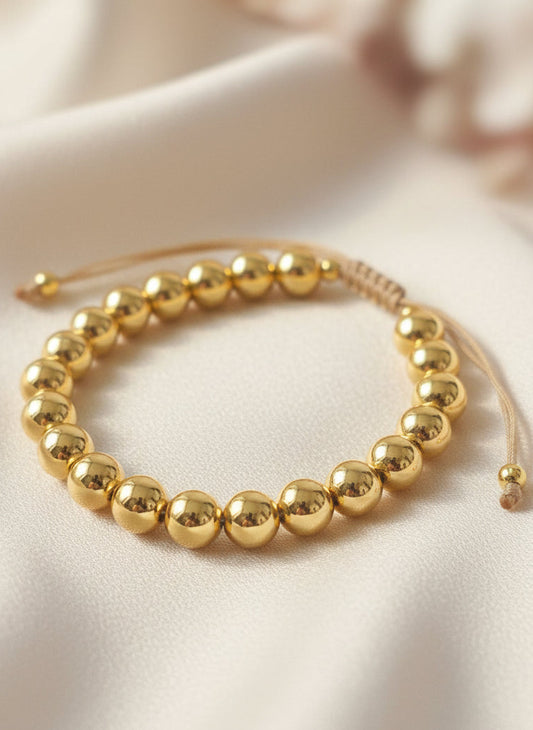 Pulsera de balines ajustable dorada bracelets beaded gold - Fui Fuiu Jewelry