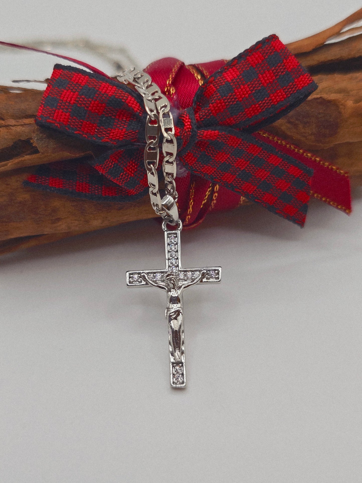 Cadenas silver plata steel cruz necklaces cross and zirconia crucifijo