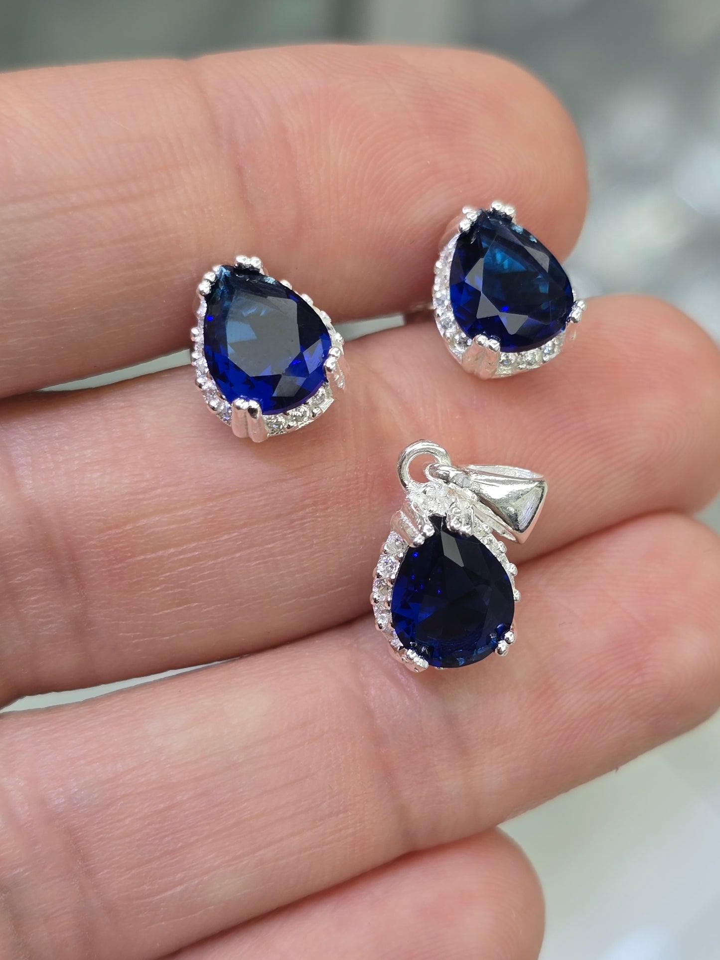 Gemstone  sterling silver 925 plata set aretes studs y cadena con piedra  necklaces and earrings