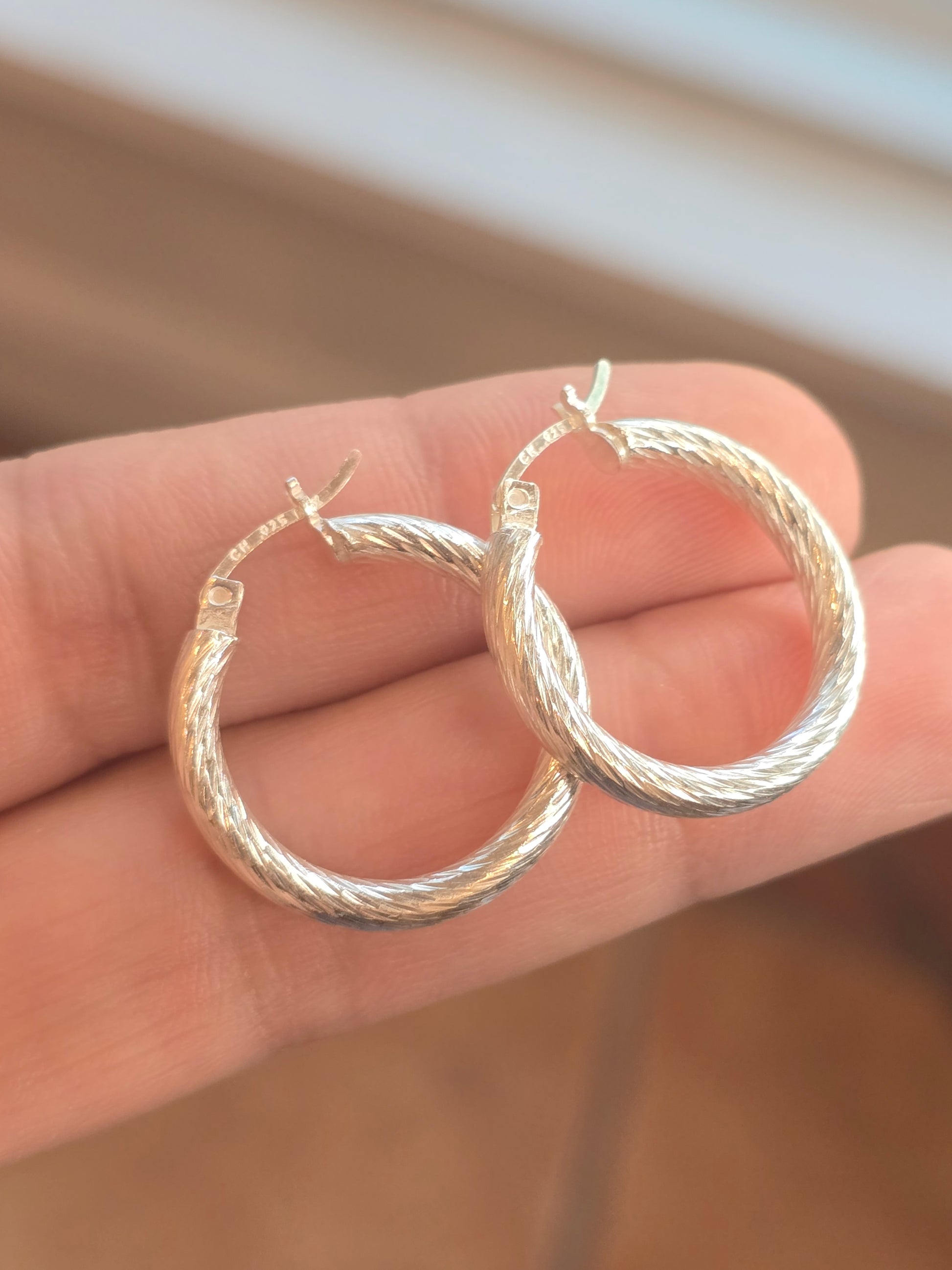 Sterling silver 925 hoops torned argollas aretes candongas de plata 925 modelo torneado - Fui Fuiu Jewelry