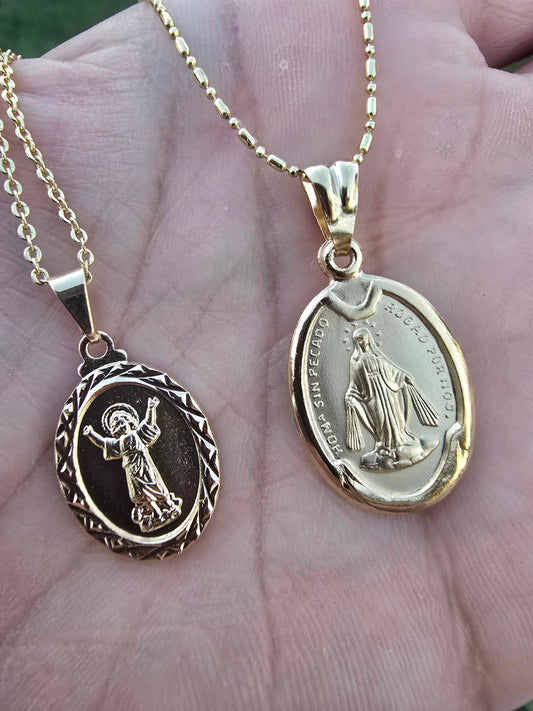 Divino niño necklace 14K Gold Filled, cadena virgen de Gudalupe. 14K Oro Laminado