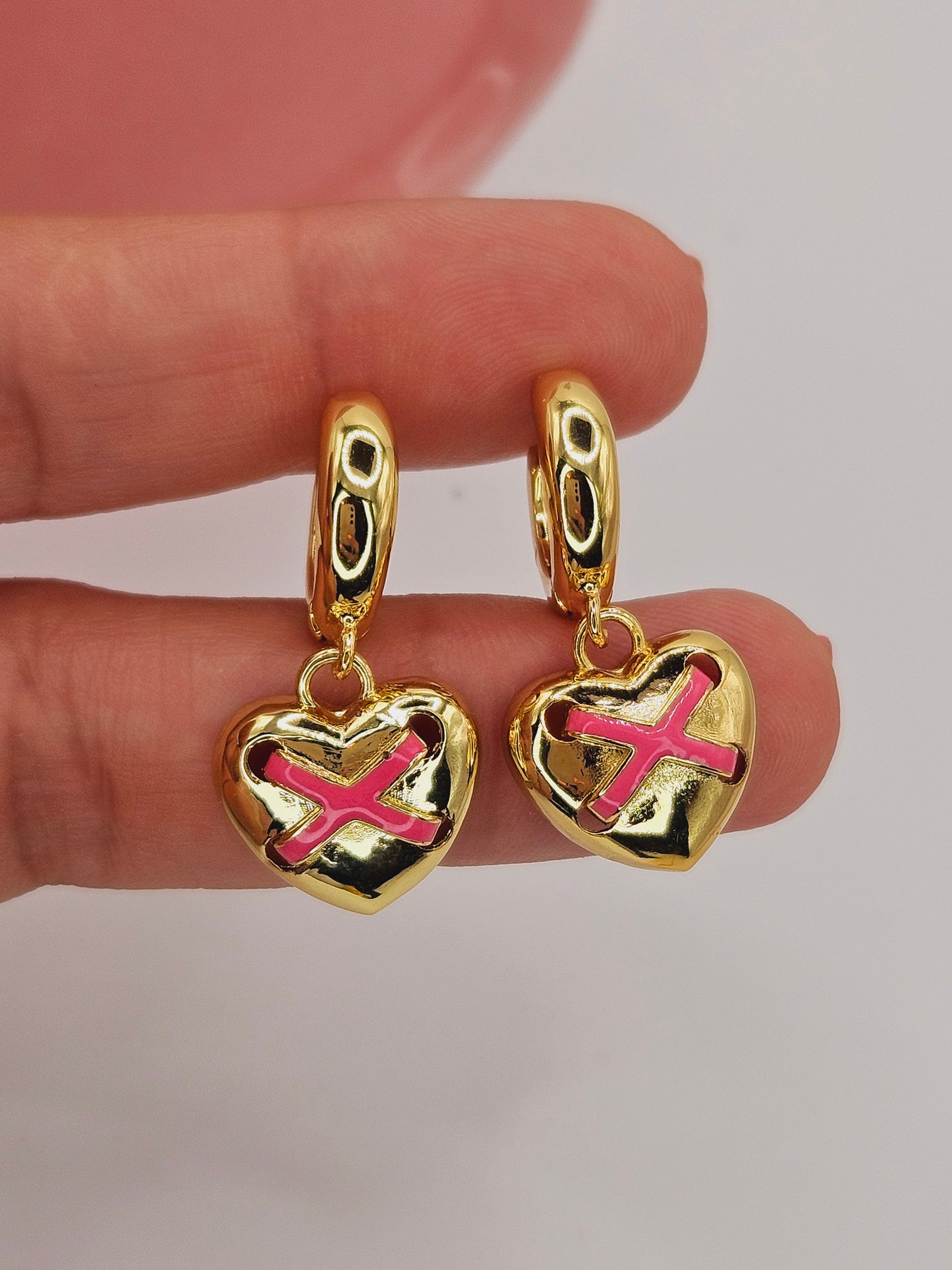 Heart button hoops