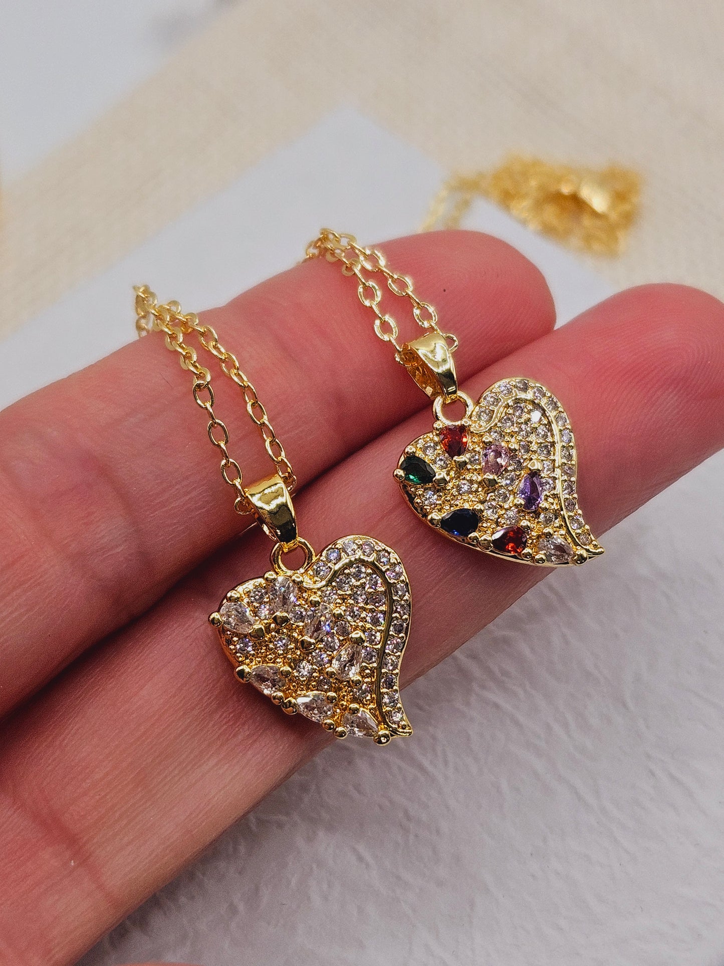 Hearts with zirconia necklace