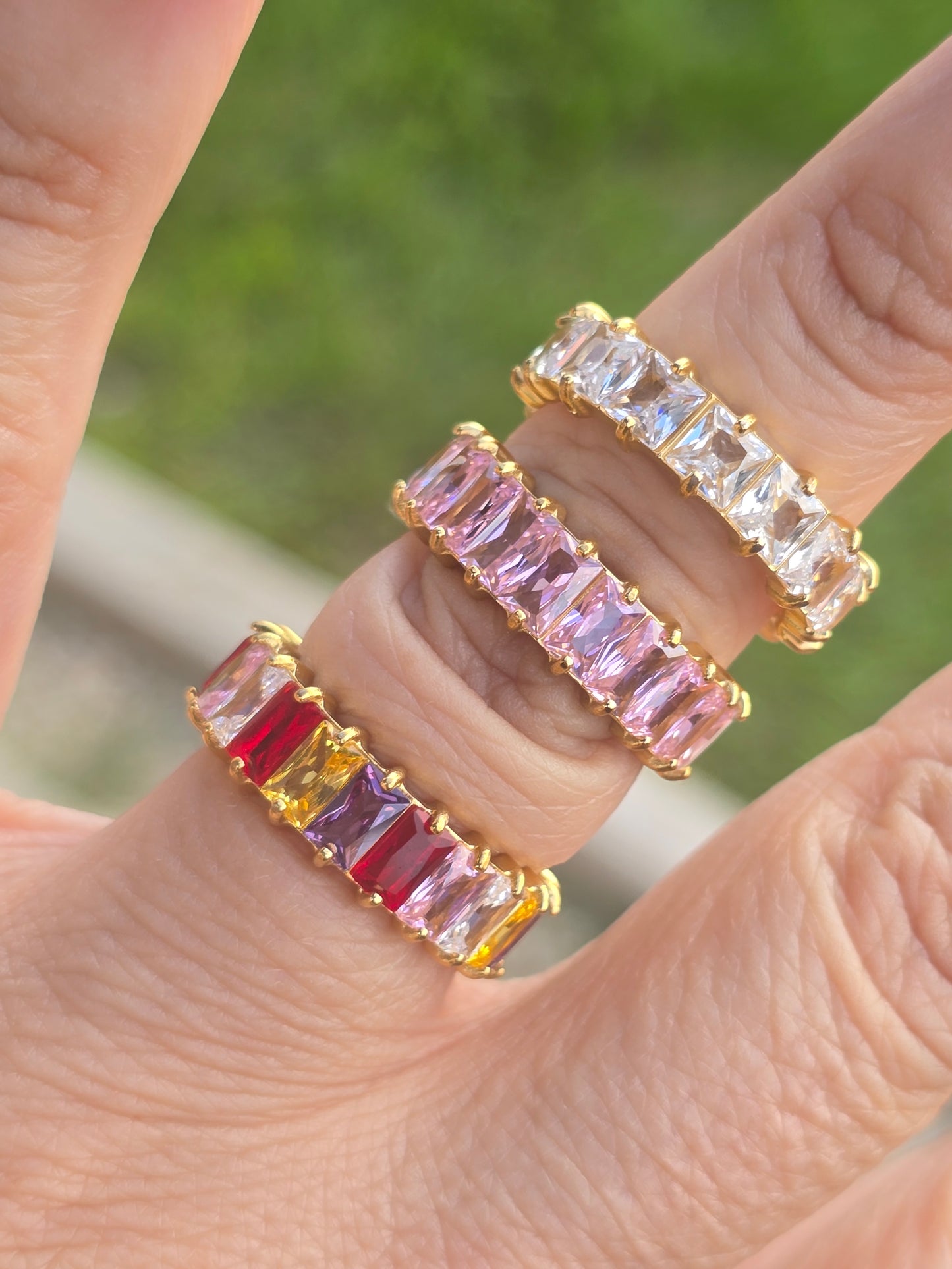 Anillo de cristales rings crystal full color colorfully acero stainless steel ring - Fui Fuiu Jewelry