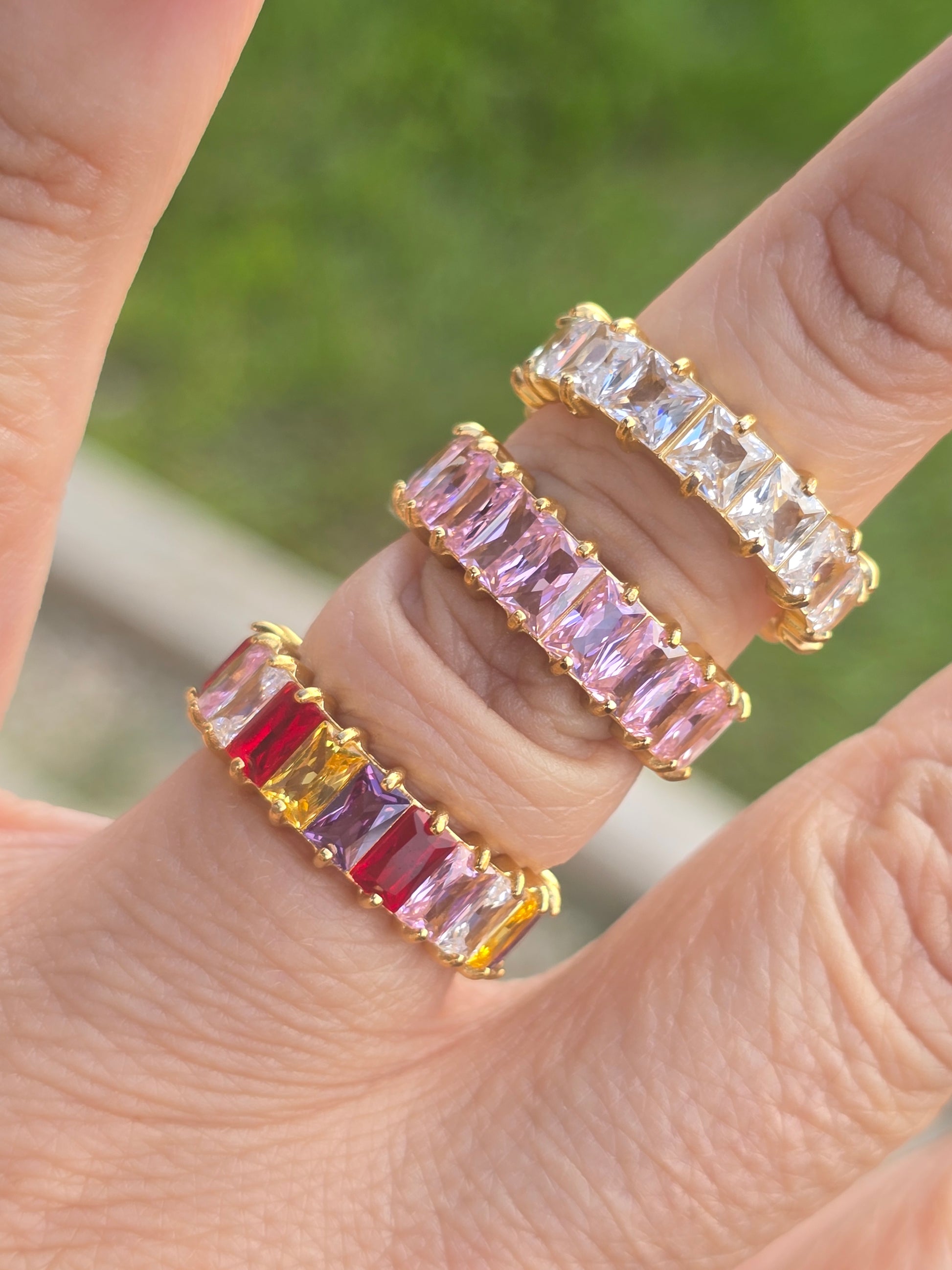 Anillo de cristales rings crystal full color colorfully acero stainless steel ring - Fui Fuiu Jewelry