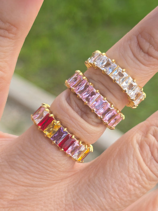 Anillo de cristales rings crystal full color colorfully acero stainless steel ring