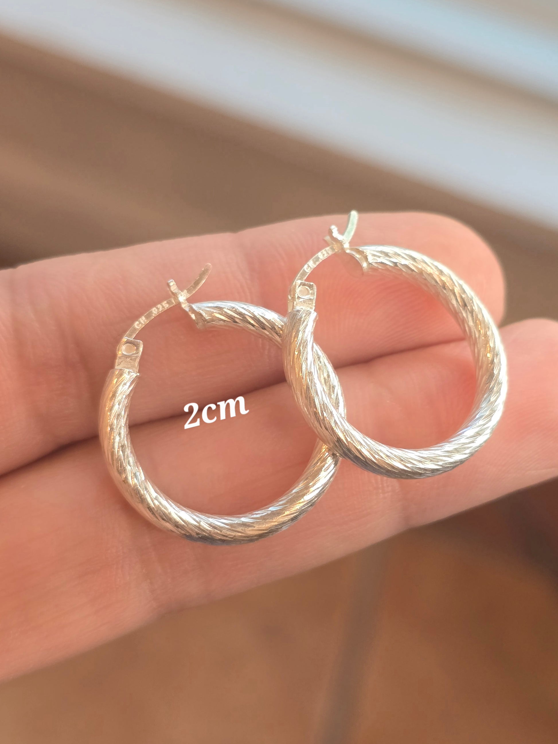 Sterling silver 925 hoops torned argollas aretes candongas de plata 925 modelo torneado - Fui Fuiu Jewelry