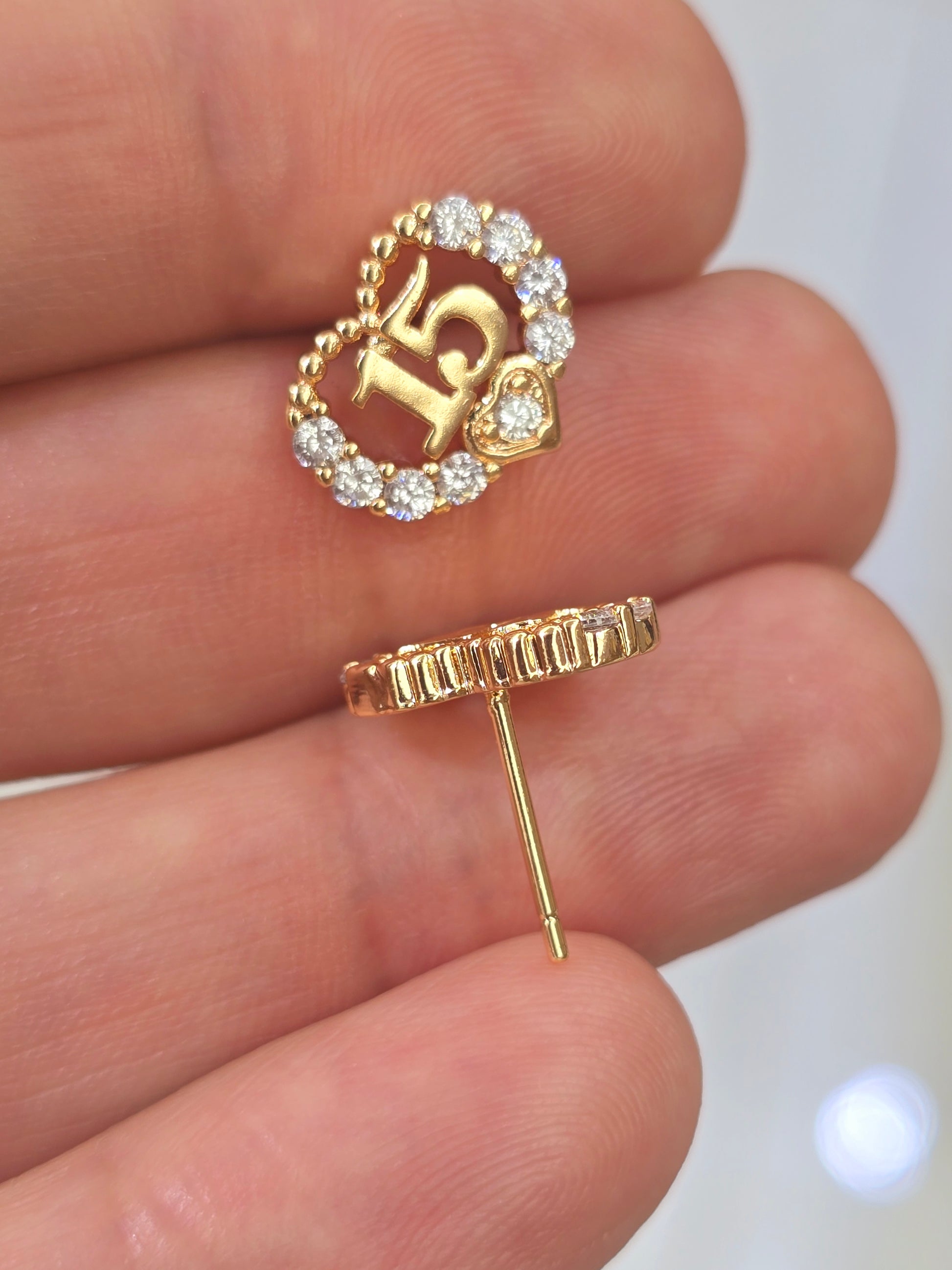 15's earring aretes quinceañera 15 - Fui Fuiu Jewelry