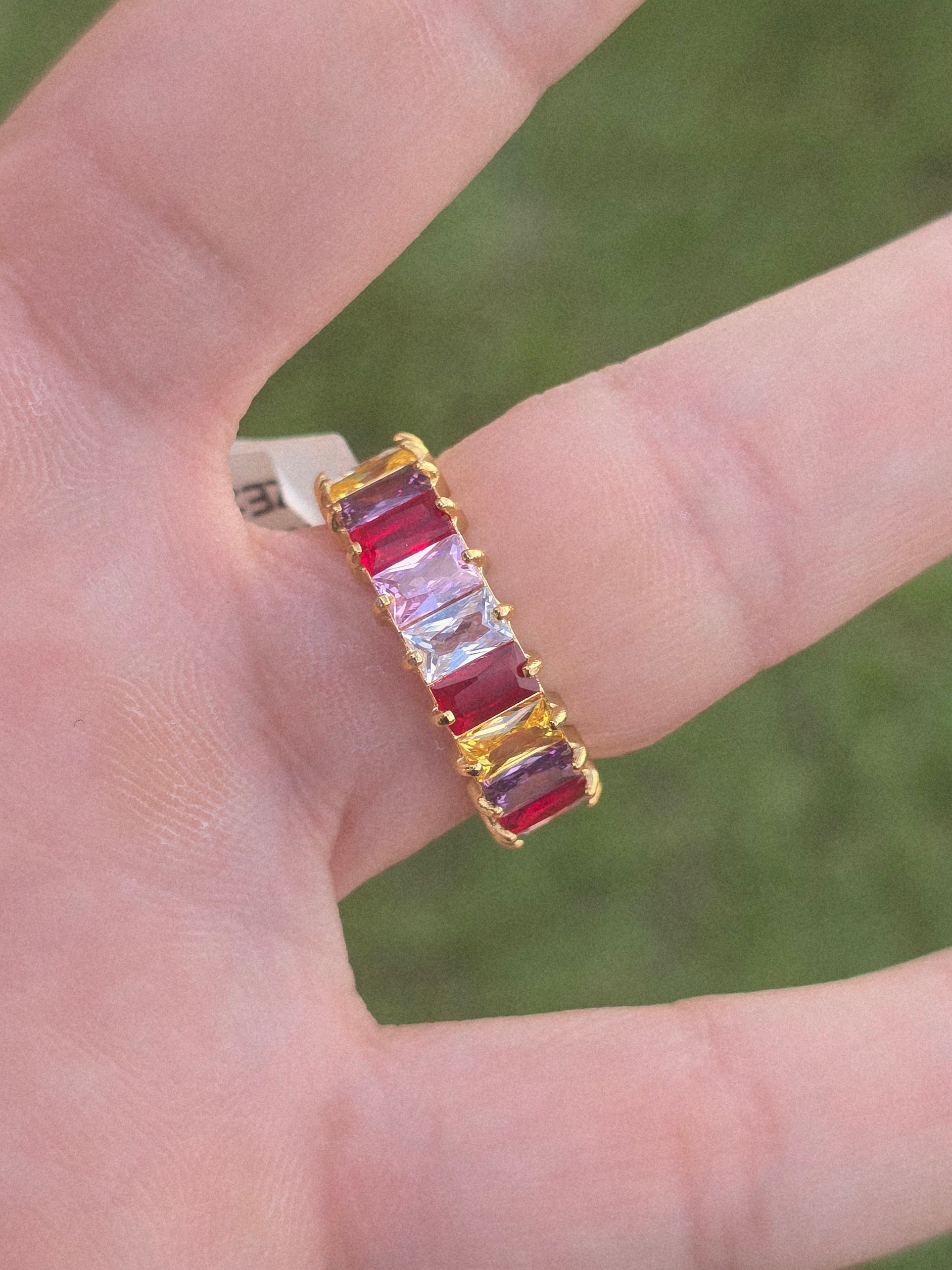 Anillo de cristales rings crystal full color colorfully acero stainless steel ring - Fui Fuiu Jewelry