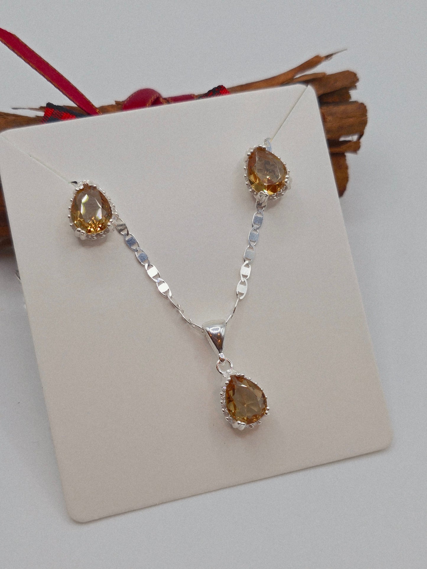 Gemstone  sterling silver 925 plata set aretes studs y cadena con piedra  necklaces and earrings