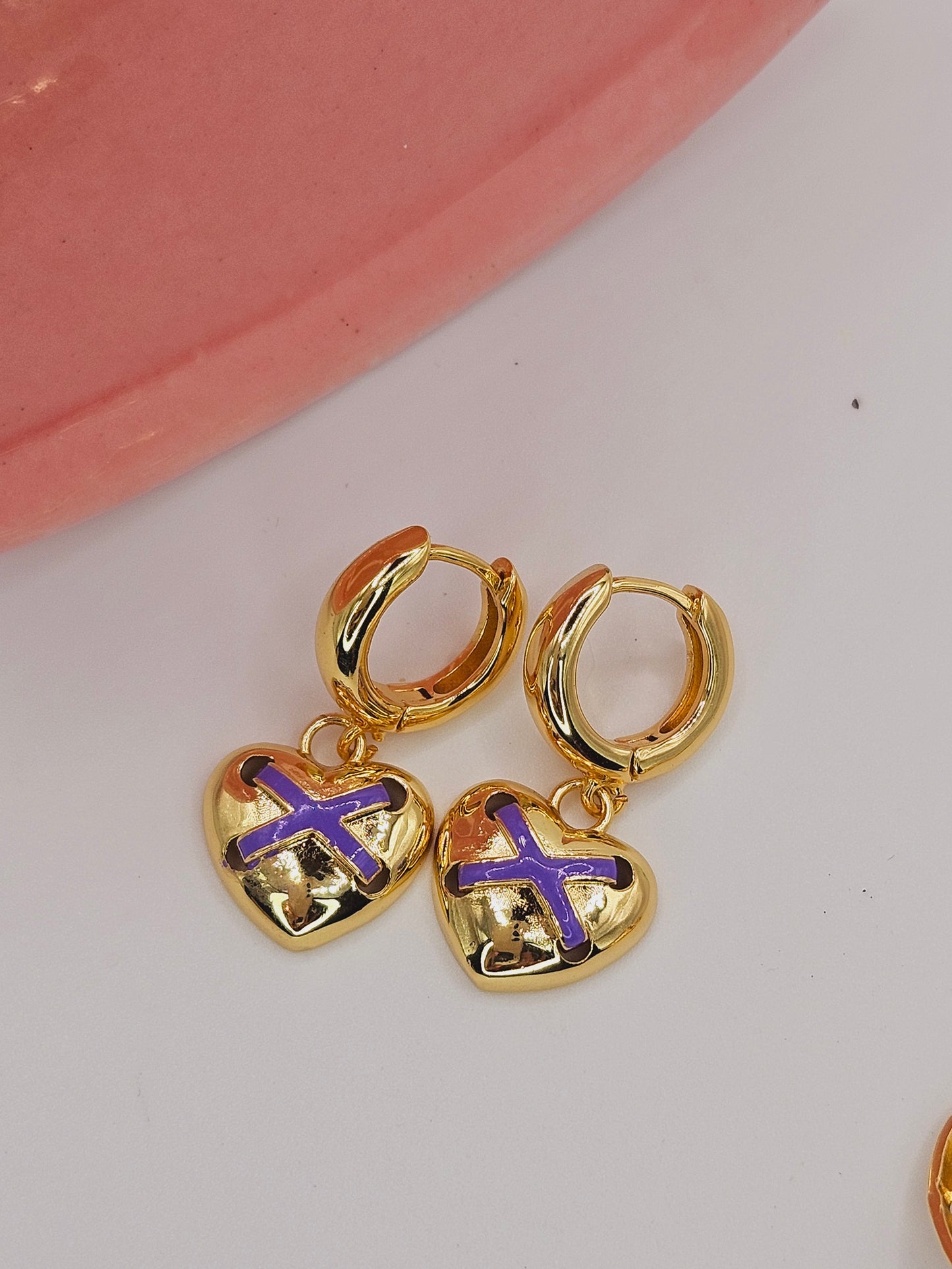 Heart button hoops