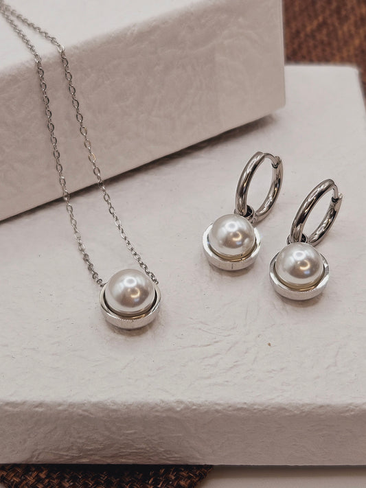 Set silver pearl