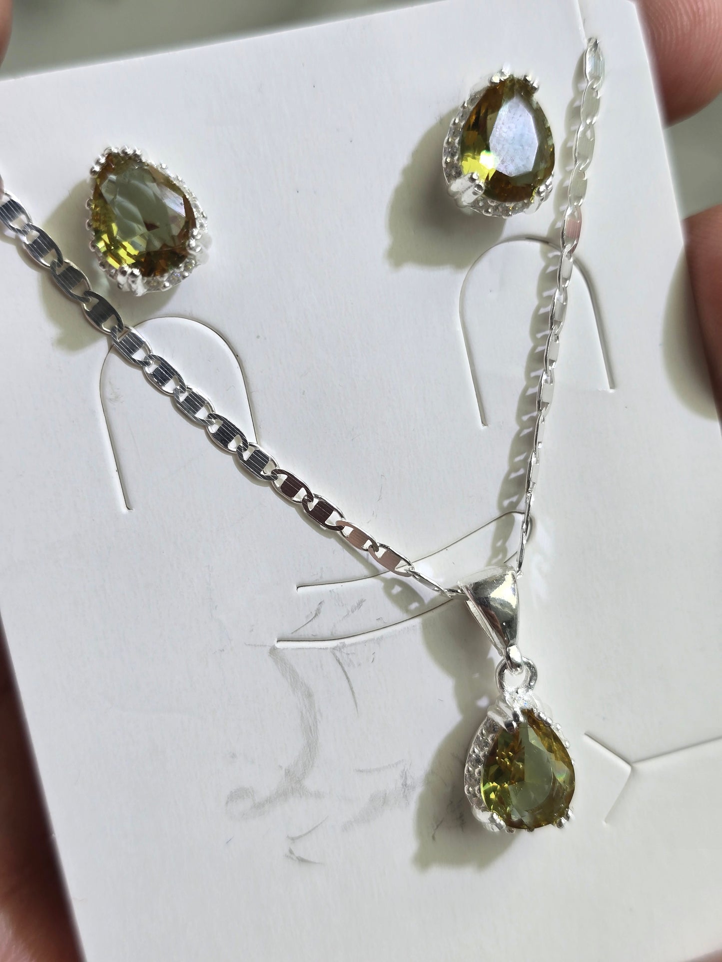 Gemstone  sterling silver 925 plata set aretes studs y cadena con piedra  necklaces and earrings