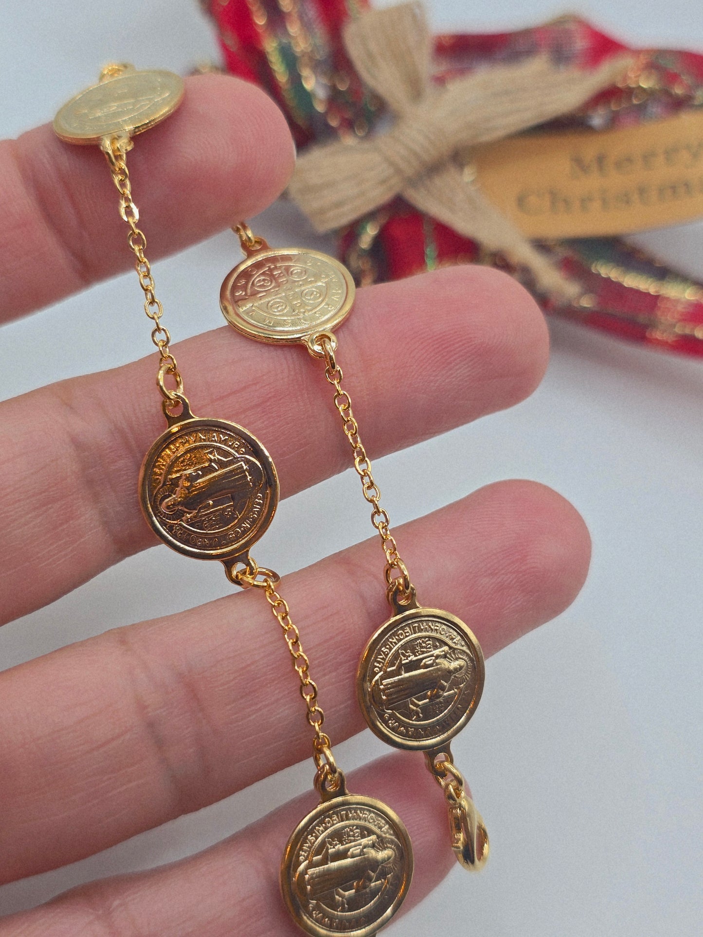 St Benedict bracelet Brasilian Gold San Benito pulsera Oro Brasilero 14K