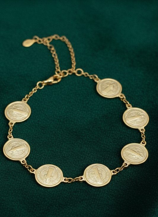 St Benedict bracelet Brasilian Gold San Benito pulsera Oro Brasilero 14K