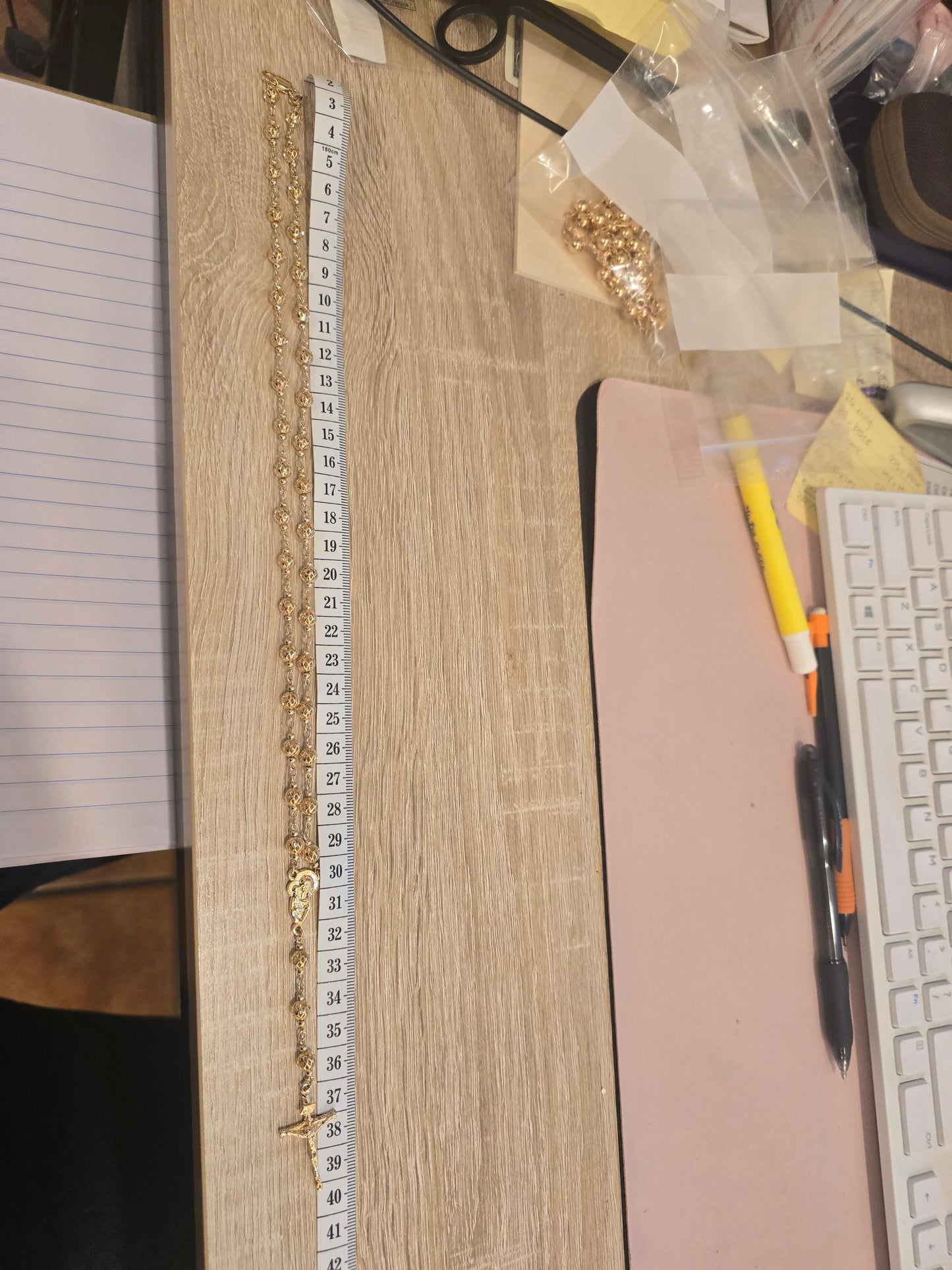 Rosario Cadena laminado de 18K garantizado Virgin Mary necklace Oro Brasilero Rosary