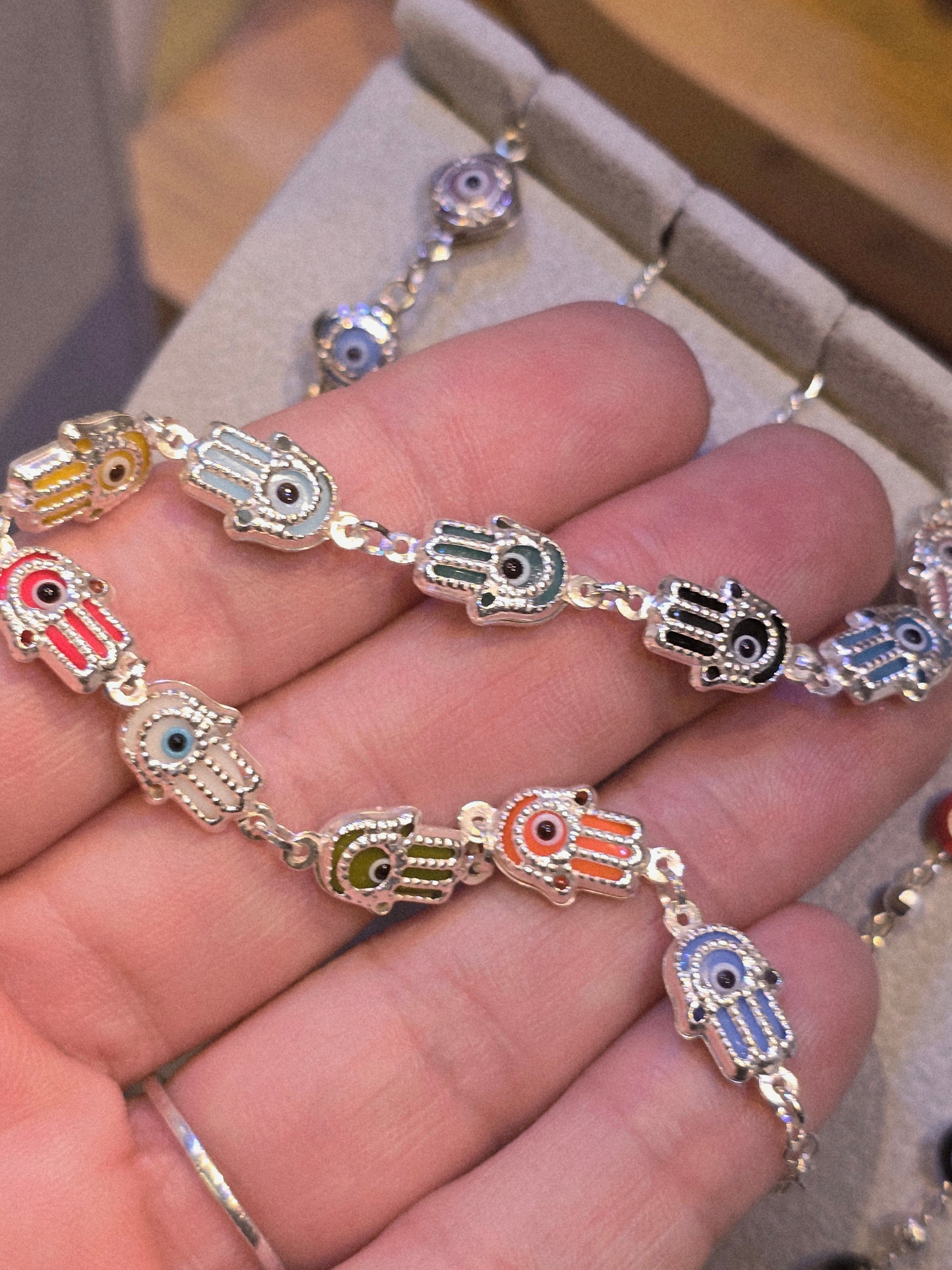 Hamza hand colorfully bracelets sterling silver plata 925 pulsera mano de hamza - Fui Fuiu Jewelry