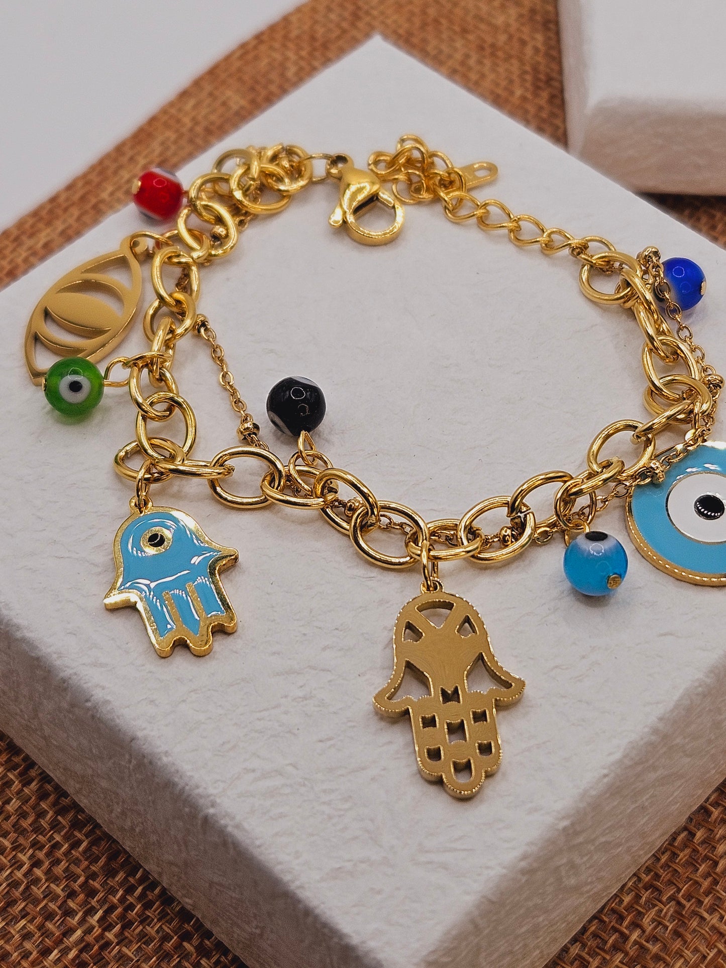 Full charms evil eyes bracelet