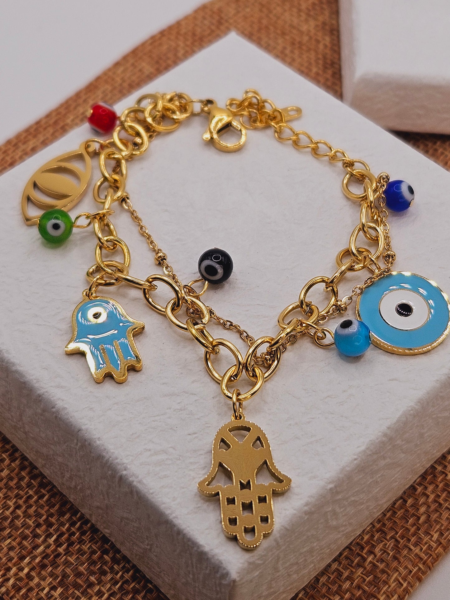 Full charms evil eyes bracelet