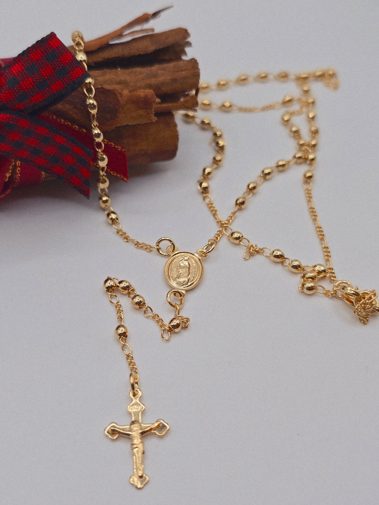 Rosario Gold Filled necklace Oro Gold Rosary elegant necklace 14K laminated gold