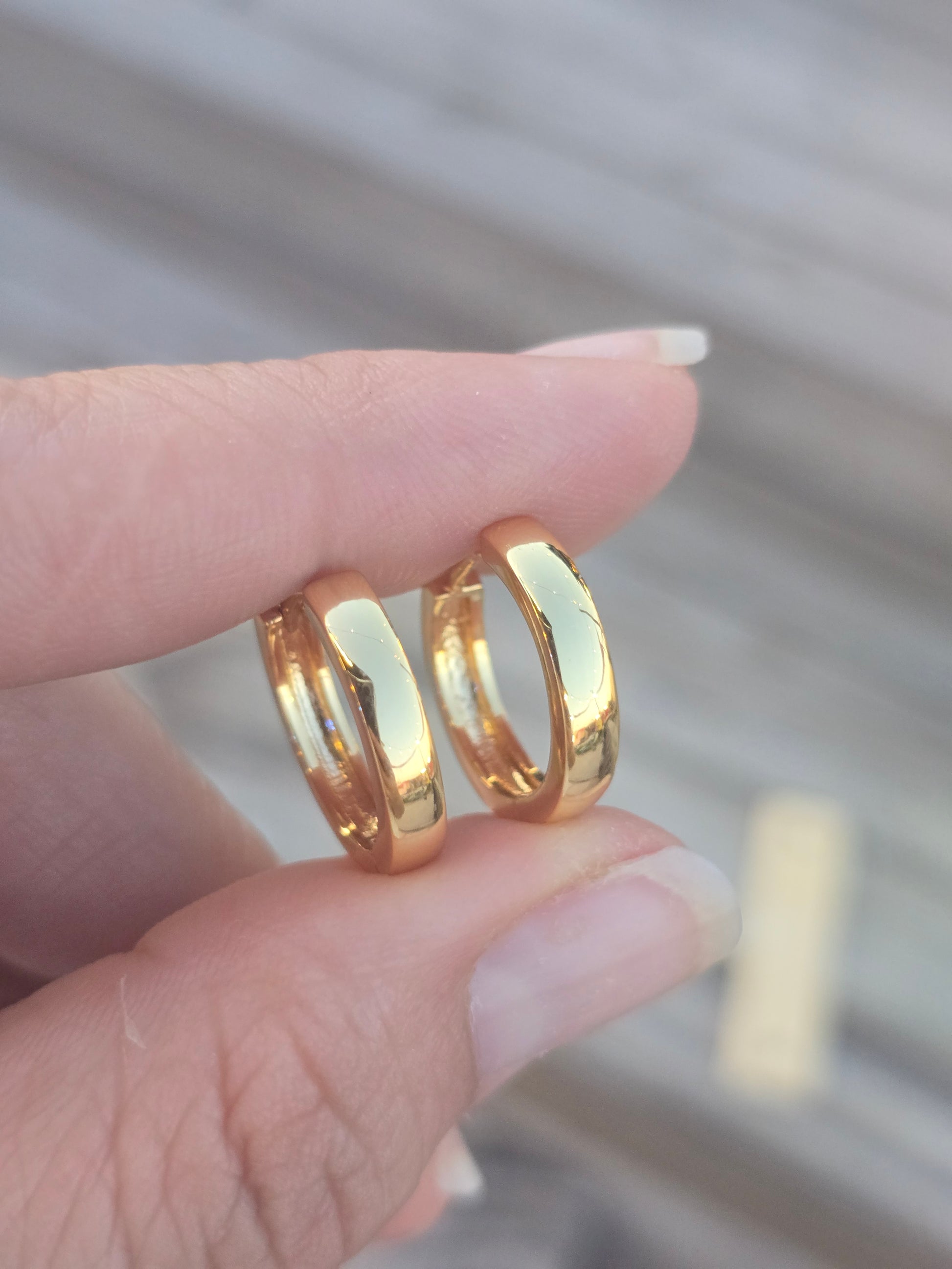 Earring 14K Gold Brasilian hoops ring aros plain zarcillos aretes en gold filled lisos sencillos - Fui Fuiu Jewelry