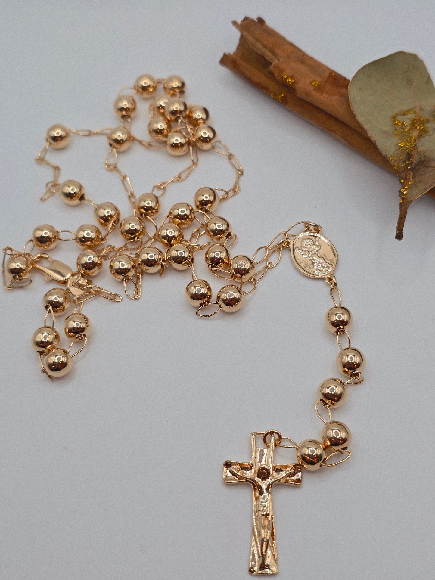 Rosario Cadena laminado de 18K garantizado Divino Niño necklace Oro Brasilero Rosary