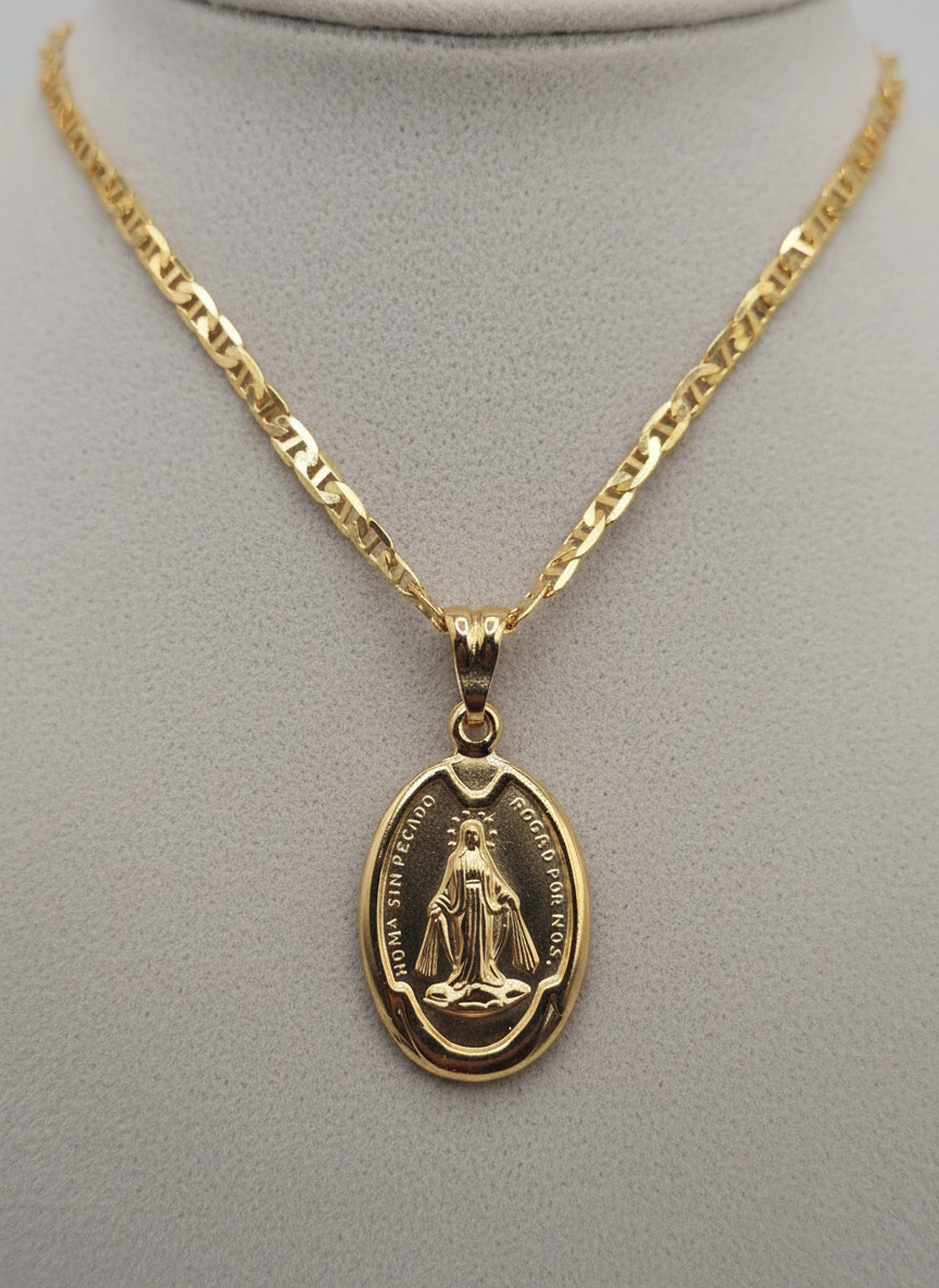 Miracles virgin pendant necklace 14K Gold Filled, cadena virgen de Gudalupe. 14K Oro Laminado