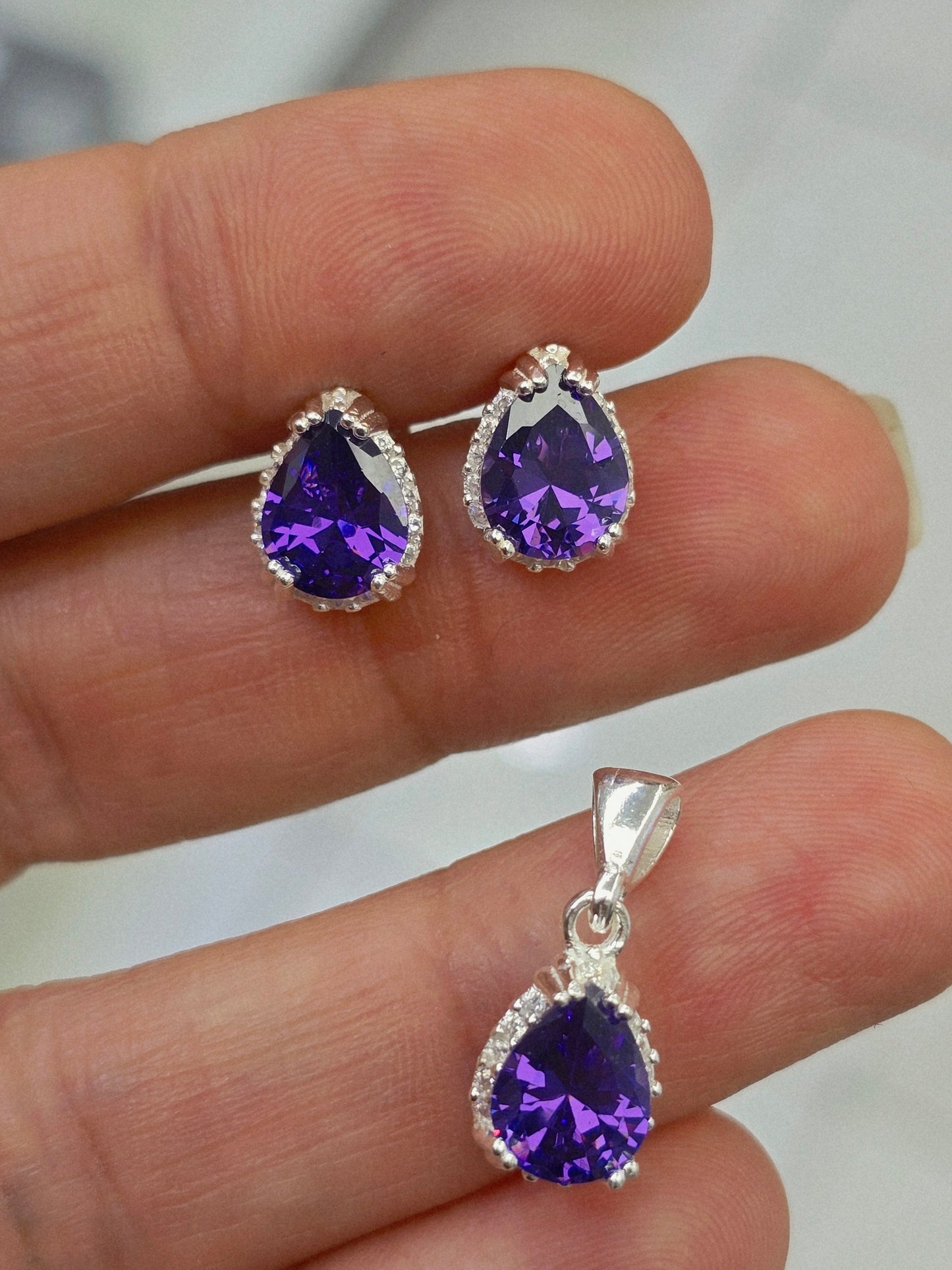 Gemstone  sterling silver 925 plata set aretes studs y cadena con piedra  necklaces and earrings