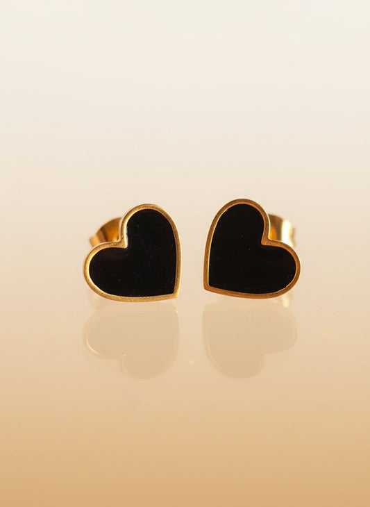 Black heart butterfly wings studs super cute earrings corazon negro alas de mariposa de colores  aretes acero stainless steel