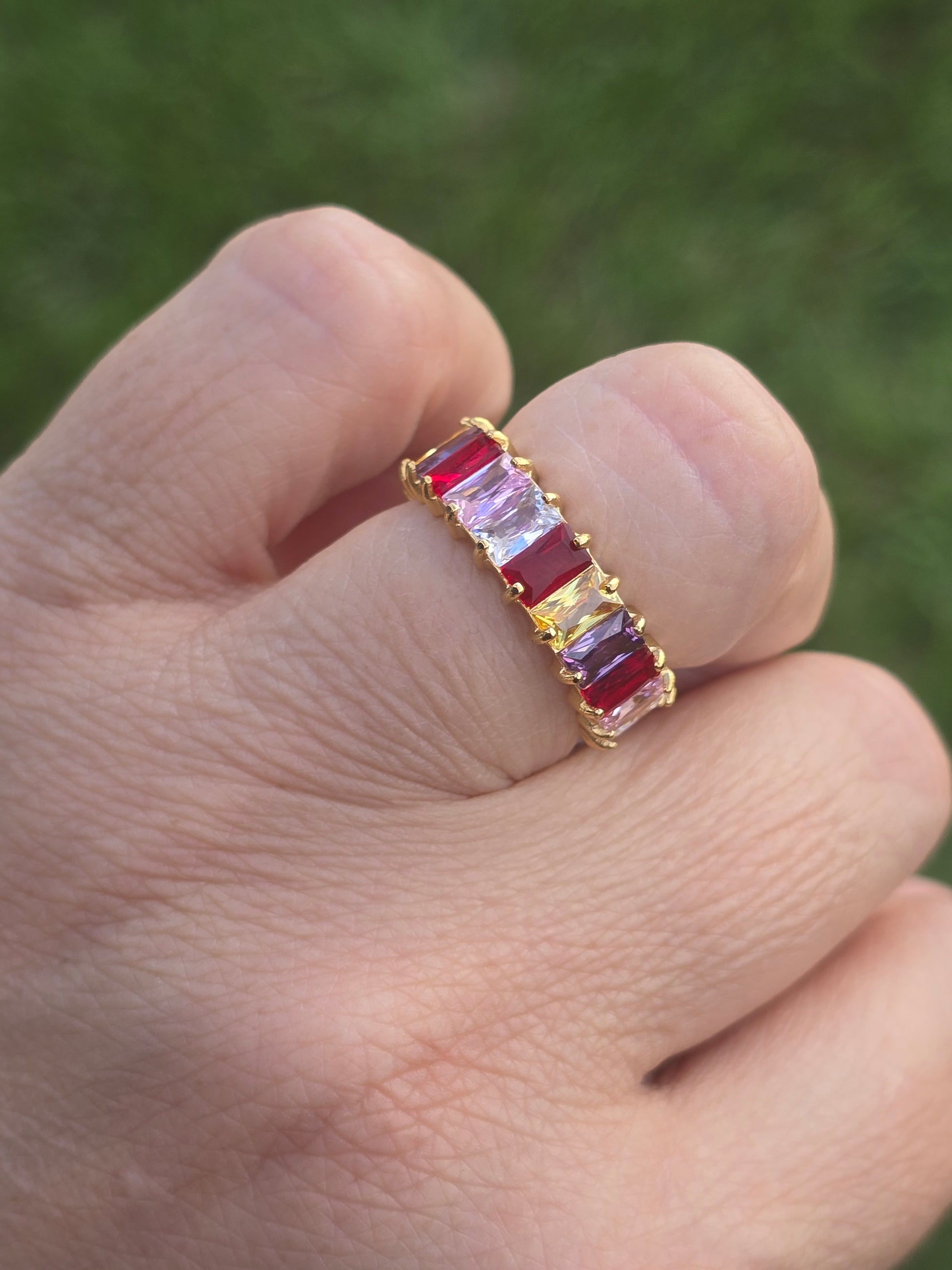 Anillo de cristales rings crystal full color colorfully acero stainless steel ring - Fui Fuiu Jewelry