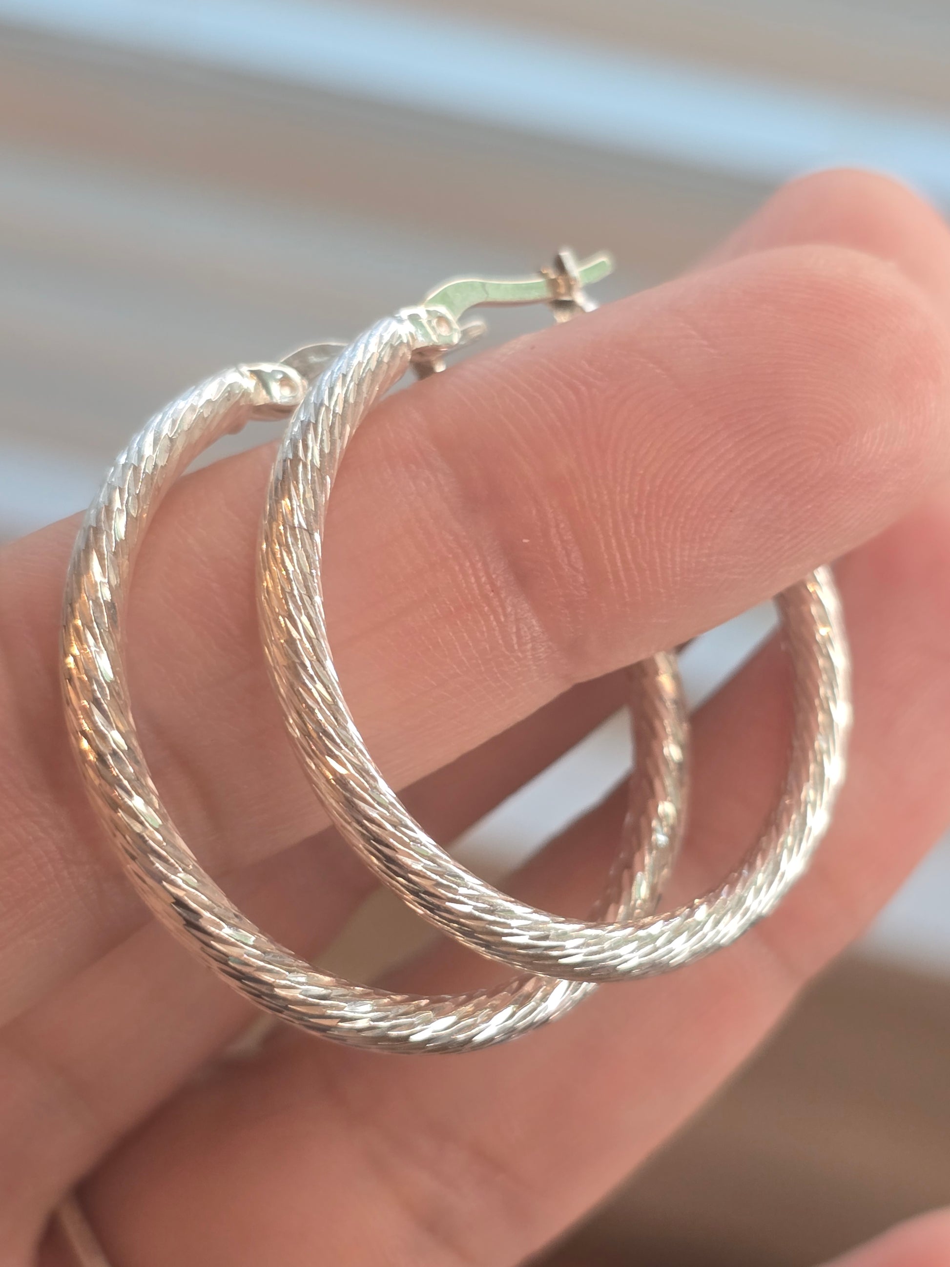 Sterling silver 925 hoops torned argollas aretes candongas de plata 925 modelo torneado - Fui Fuiu Jewelry